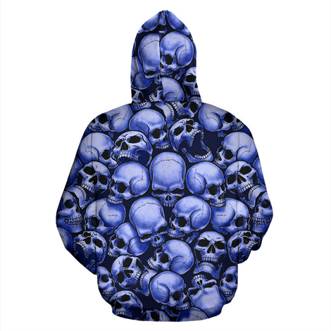Skull Pile All Over Print Hoodie - Blue