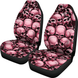 Skull Pile Car Seat Covers - Red
