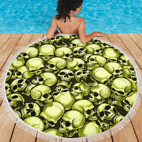 Skull Pile Beach Blanket - Gold