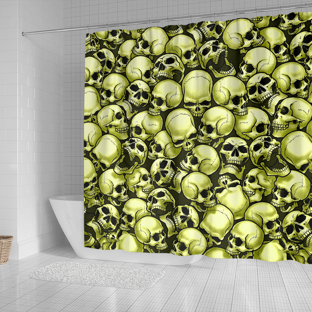 Skull Pile Shower Curtain - Gold