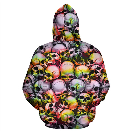 Skull Pile All Over Print Hoodie - Tie Dye