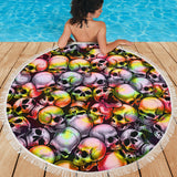 Skull Pile Beach Blanket - Tie Dye