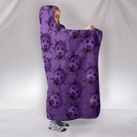 Lady Bug Swirl Hooded Blanket - Purple