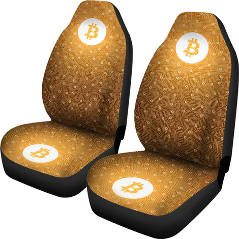 Bitcoin Circuit Board Car Seat Covers - Orange