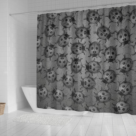 Lady Bug Swirl Shower Curtain - Gray