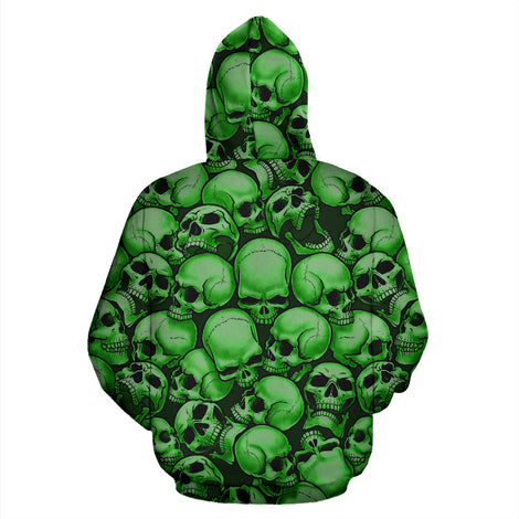 Skull Pile All Over Print Hoodie - Green