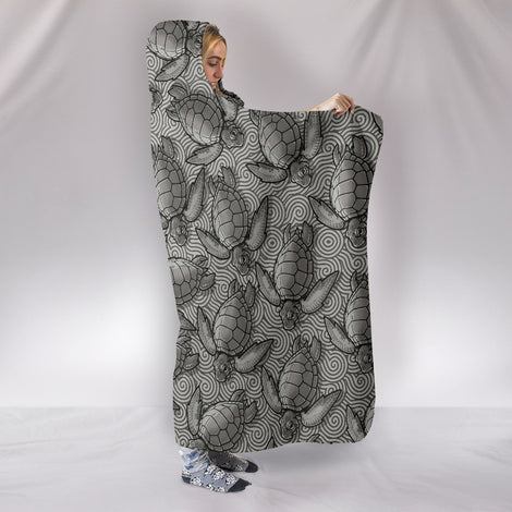 Turtle Swirl Hooded Blanket - Gray