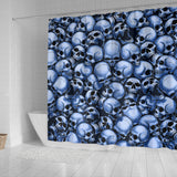 Skull Pile Shower Curtain - Blue