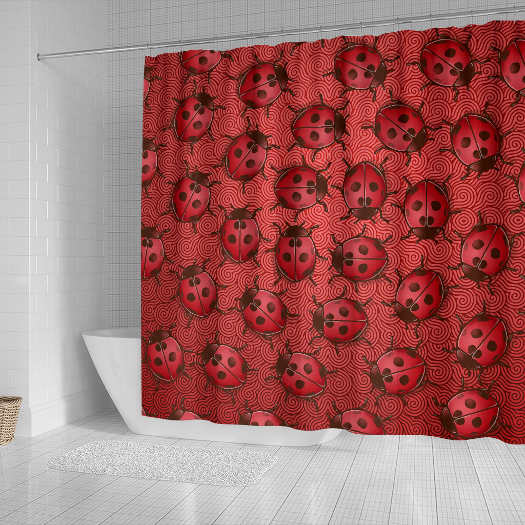 Lady Bug Swirl Shower Curtain - Red