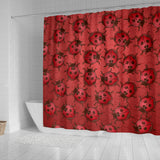 Lady Bug Swirl Shower Curtain - Red