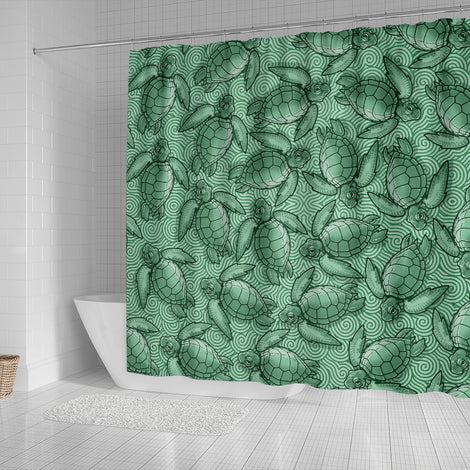 Turtle Swirl Shower Curtain - Green