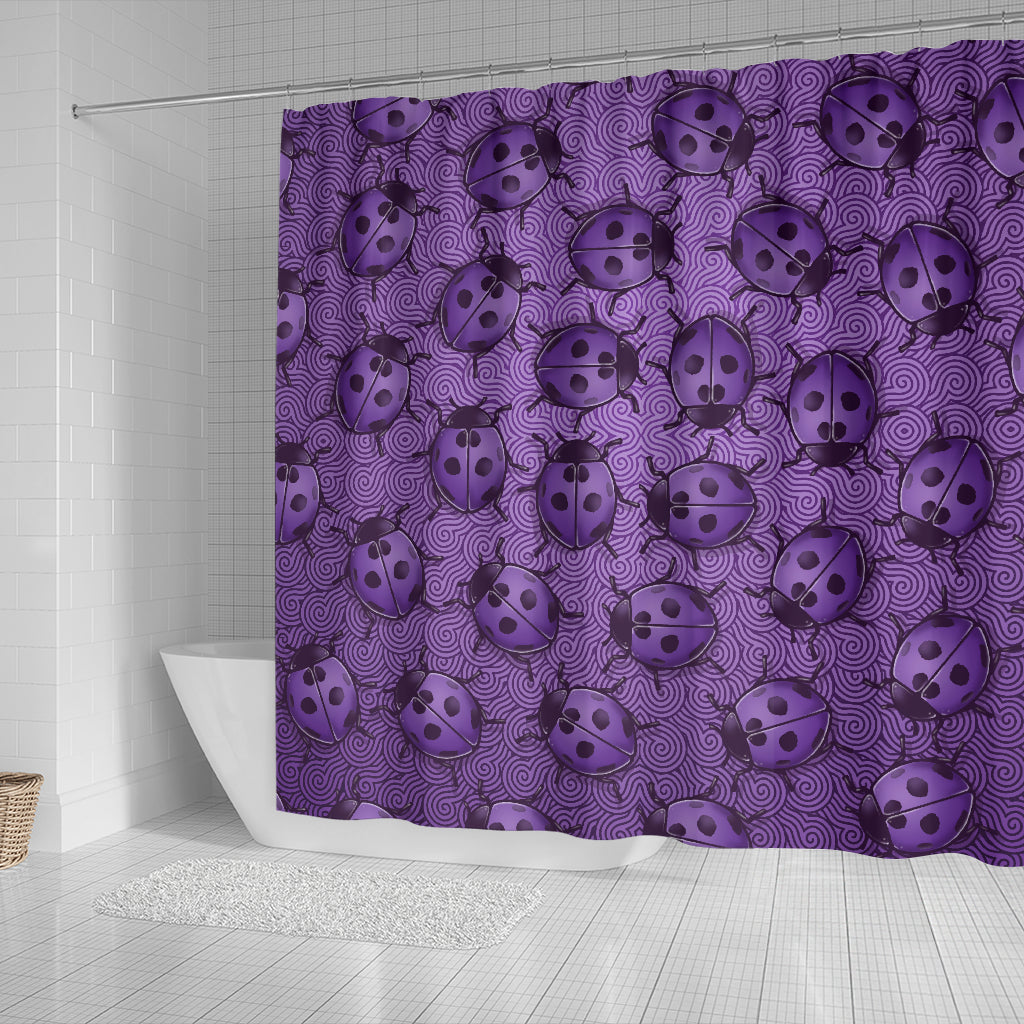 Lady Bug Swirl Shower Curtain - Purple
