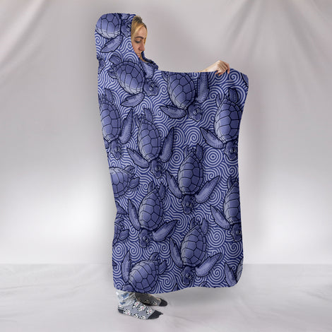 Turtle Swirl Hooded Blanket - Purple