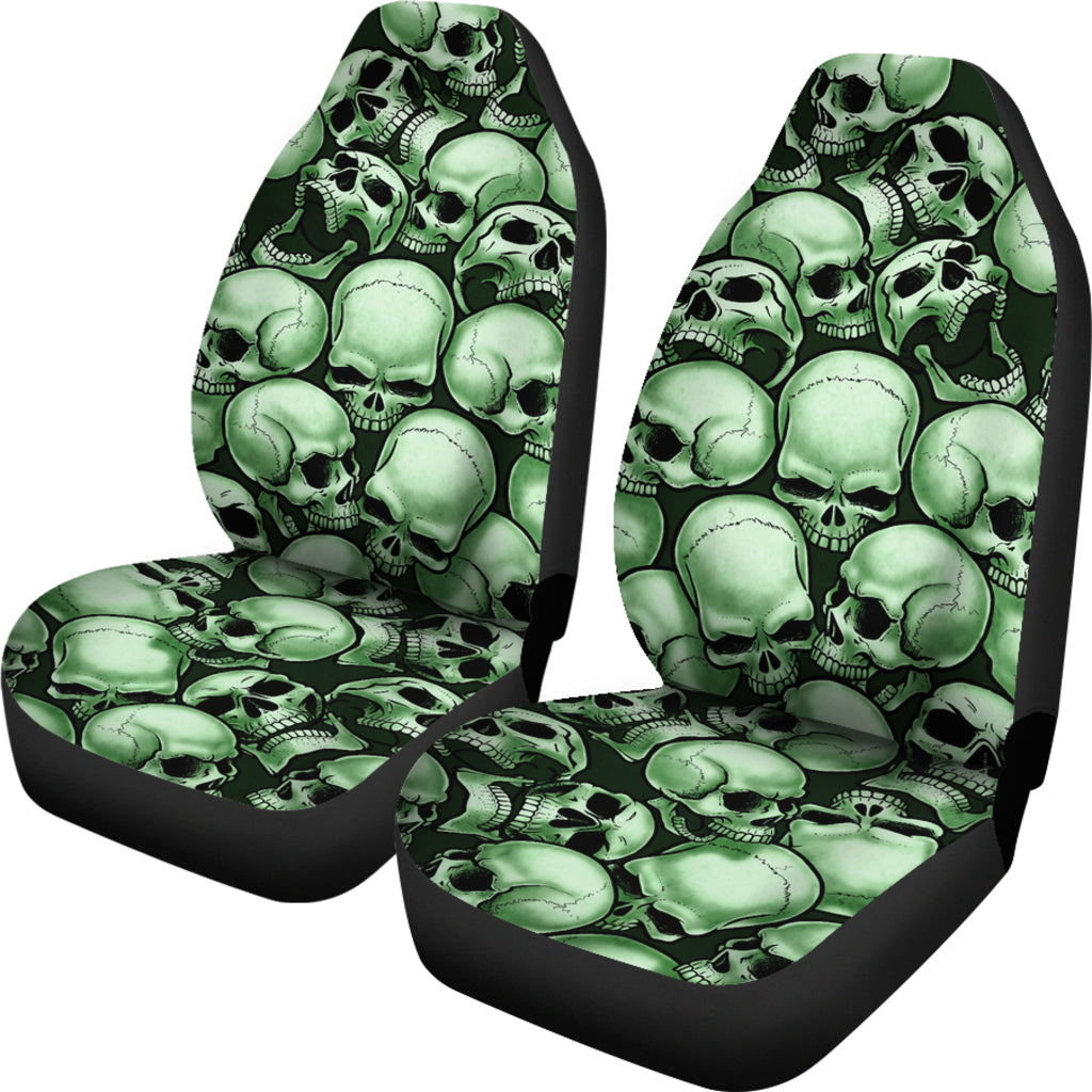 Skull Pile Car Seat Covers - Green