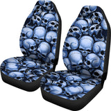 Skull Pile Car Seat Covers - Blue