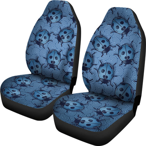 Lady Bug Swirl Car Seat Covers - Blue