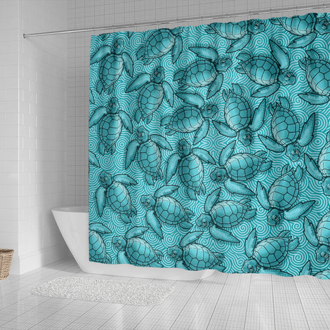 Turtle Swirl Shower Curtain - Blue