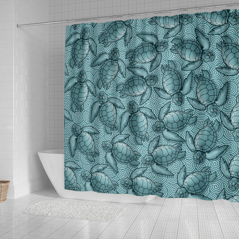 Turtle Swirl Shower Curtain - Teal