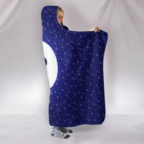 Bitcoin Circuit Board Hooded Blanket - Purple