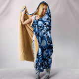 Skull Pile Hooded Blanket - Blue