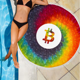 Bitcoin Circuit Board Beach Blanket - Tie Dye