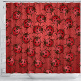 Lady Bug Swirl Shower Curtain - Red