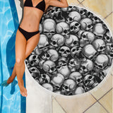 Skull Pile Beach Blanket - Black & White