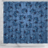 Lady Bug Swirl Shower Curtain - Blue