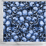 Skull Pile Shower Curtain - Blue