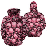 Skull Pile All Over Print Hoodie - Red