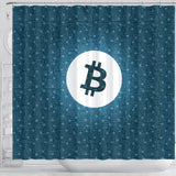 Bitcoin Circuit Board Shower Curtain - Blue