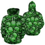 Skull Pile All Over Print Hoodie - Green