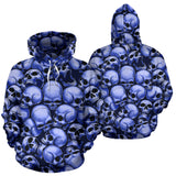 Skull Pile All Over Print Hoodie - Blue