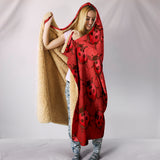 Lady Bug Swirl Hooded Blanket - Red