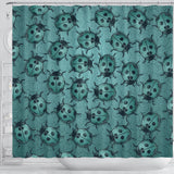 Lady Bug Swirl Shower Curtain - Teal