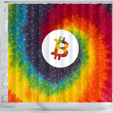Bitcoin Circuit Board Shower Curtain - Tie Dye