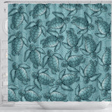 Turtle Swirl Shower Curtain - Teal