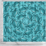Turtle Swirl Shower Curtain - Blue