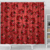 Lady Bug Swirl Shower Curtain - Red