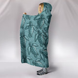 Turtle Swirl Hooded Blanket - Teal