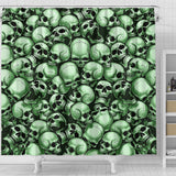 Skull Pile Shower Curtain - Green