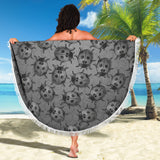 Lady Bug Swirl beach Blanket - Black & White