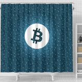 Bitcoin Circuit Board Shower Curtain - Blue