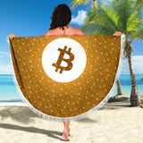 Bitcoin Circuit Board Beach Blanket - Orange