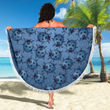 Lady Bug Swirl Beach Blanket - Blue
