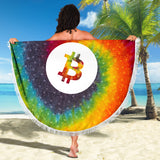 Bitcoin Circuit Board Beach Blanket - Tie Dye