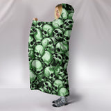 Skull Pile Hooded Blanket - Green