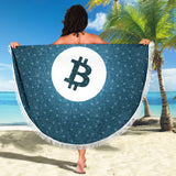 Bitcoin Circuit Board Beach Blanket - Blue