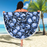Skull Pile Beach Blanket - Blue