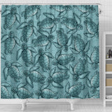 Turtle Swirl Shower Curtain - Teal